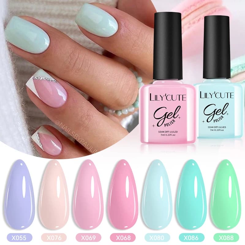 LILYCUTE Smalto Gel Colorato Macaron 7ml Rosa Primavera Giallo Verde Semipermanente Soak Off UV Gel per Manicure Festiva Forniture per Unghie