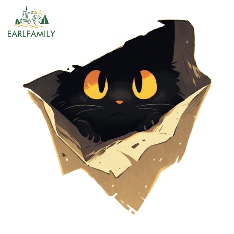 EARLFAMILY Black Cat Tear Car Sticker Cute Sunscreen Automobile Hood Surfboard Vinyl Decal Occlusion Scratch Windows Decoration