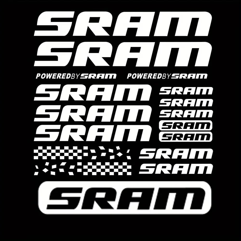 SRAM 2D Flat Holographic PVC Vinyl Stickers Decals Waterproof Scratch‑Resistant for Bike Frame Motorcycle Helmet