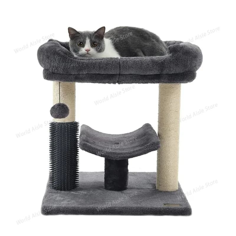 Torre per albero per gatti all-in-one con tiragraffi e condominio - Parco giochi per gatti interno multilivello Piattaforma per saltare Colonna antigraffio