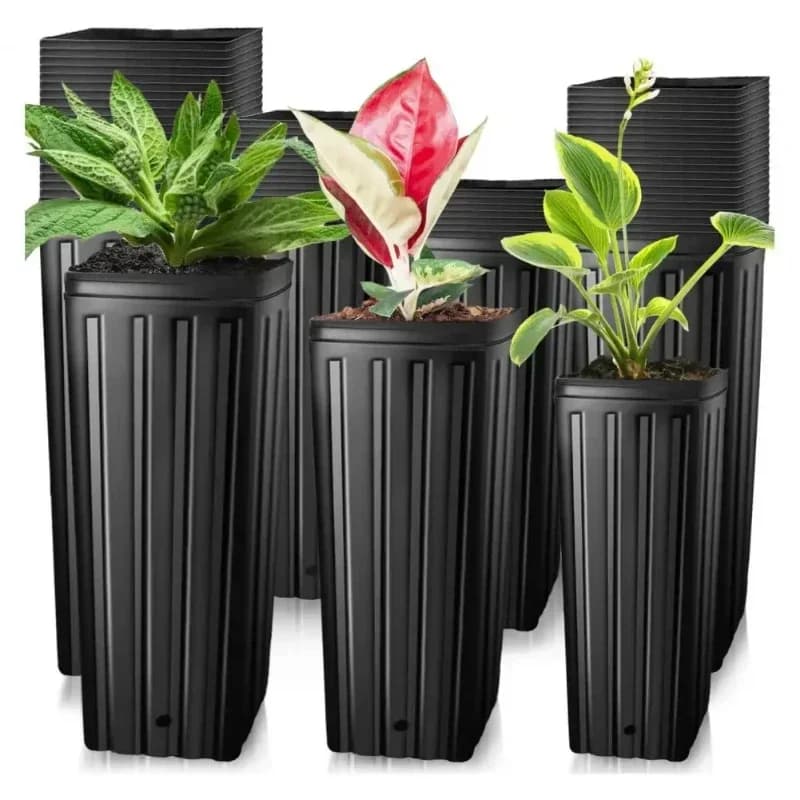 50pcs Top Quality Deep Plant Nursery Pots with Drainage Holes, Flower Germination Seedling Container Pots for Garden
