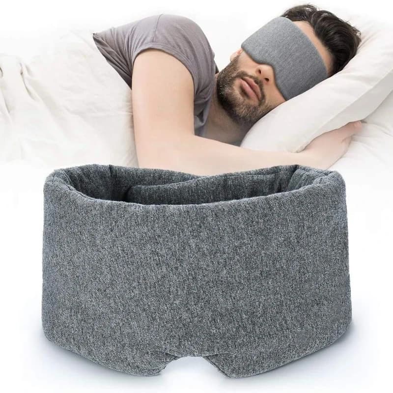 Maschera per gli occhi per dormire in cotone per donne e uomini - Benda da viaggio leggera con blocco al 100%, morbida pressione zero con cinturino in velcro regolabile
