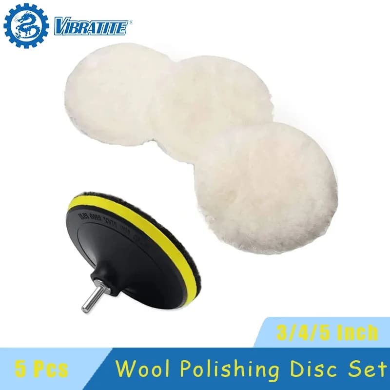 5 pcs 3/4/5 inch wool polishing board with M10 drill adapter for metal polishing drill and body