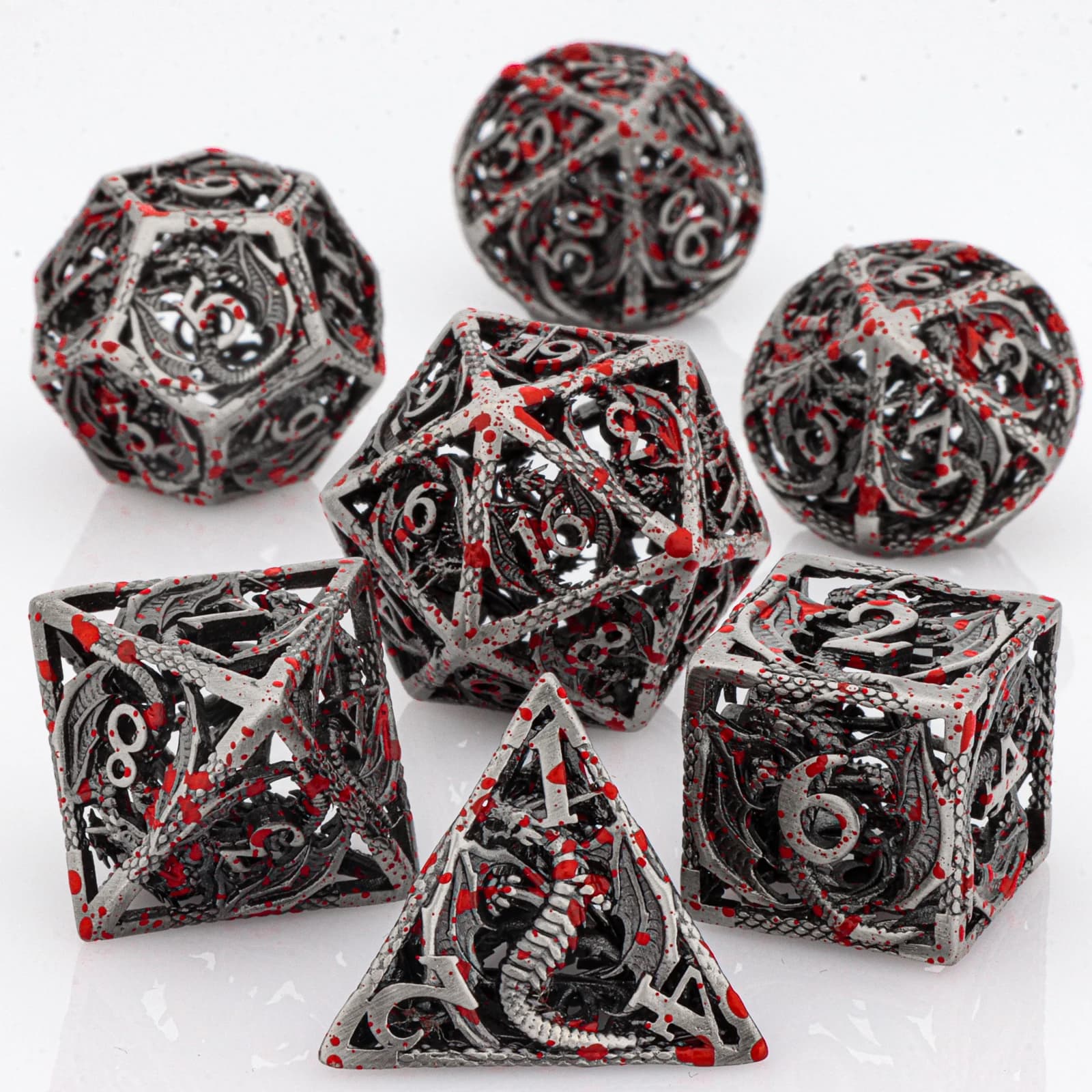 Set di dadi in metallo Blood Dragon per Dungeons and Dragons, set di dadi poliedrici, dadi RPG, set di dadi D&D in metallo, dadi d e d