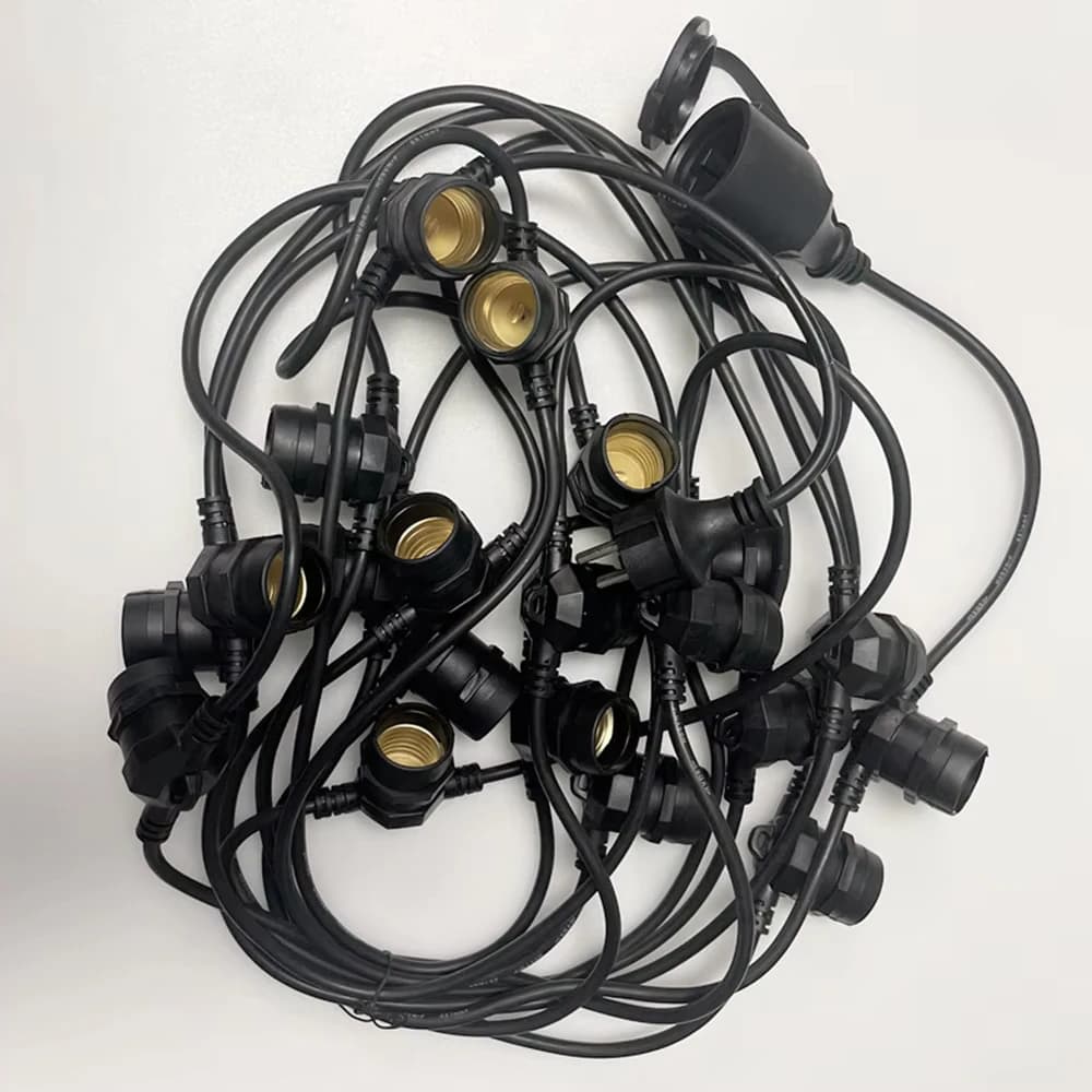 Cavo LED da 10 m, impermeabile, di qualità commerciale, con prese E27, per illuminazione esterna, ghirlande natalizie, matrimoni, decorazioni da giardino