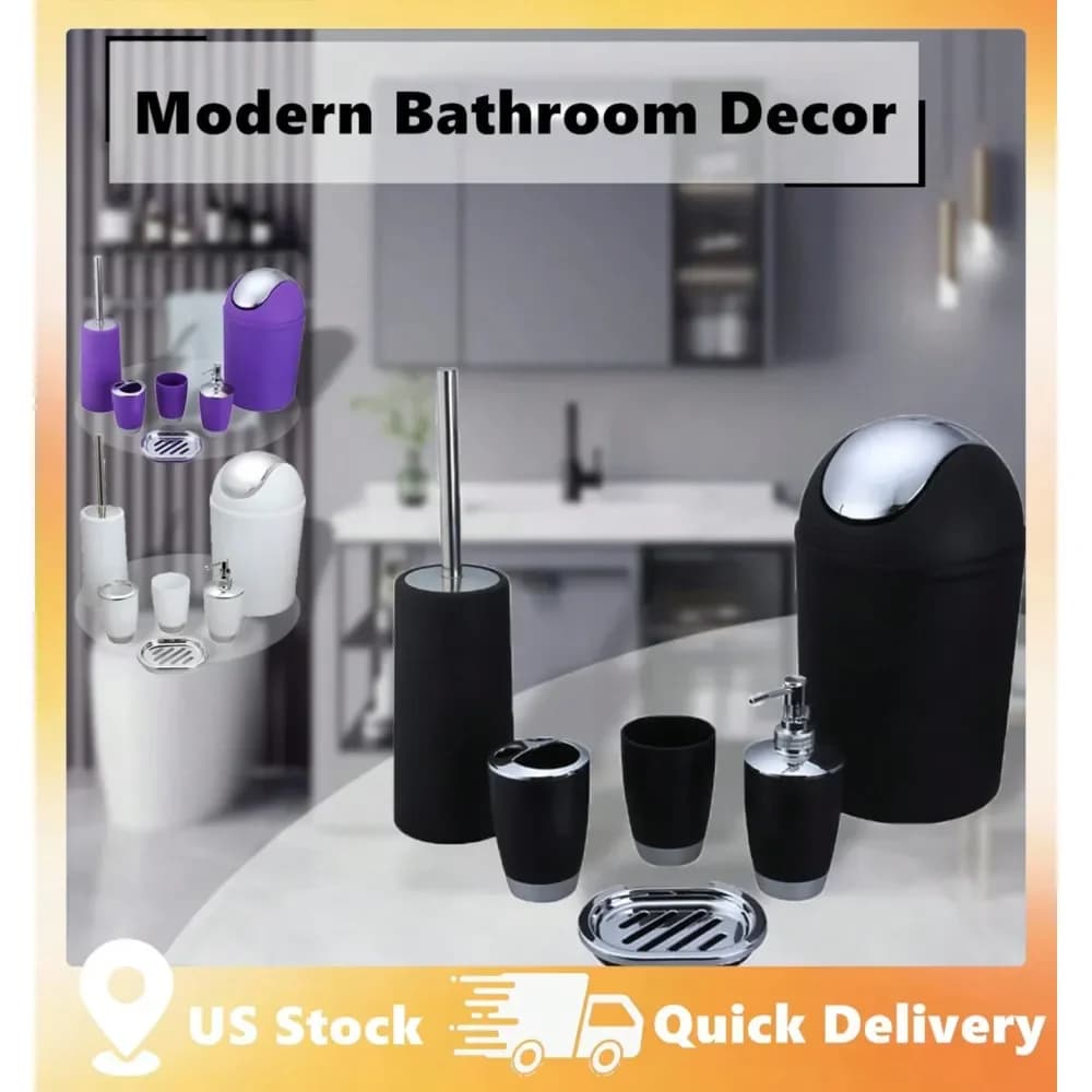 Accessori Moderni per il Bagno: Scopino per WC, Dispenser di Sapone Liquido, Porta Spazzolini in Plastica di Lusso, Porta Sapone, Pattumiera, Decorazioni per la Casa e il Bagno