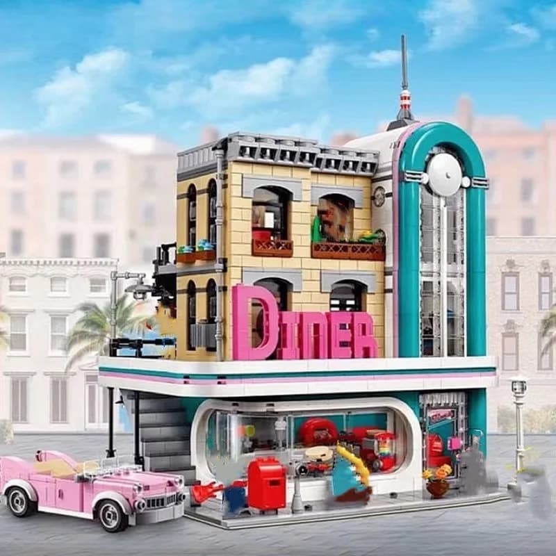 Modello di ristorante nostalgico della serie Street View 2488 pezzi Building Blocks 10260 Giocattolo educativo per bambini Natale e nascita