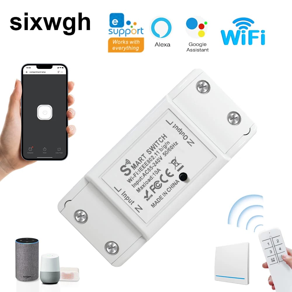 Interruttore WiFi Smart con interruttore a parete wireless, controllo tramite app eWeLink, Alexa Google Voice, timer con conto alla rovescia, condivisione remota