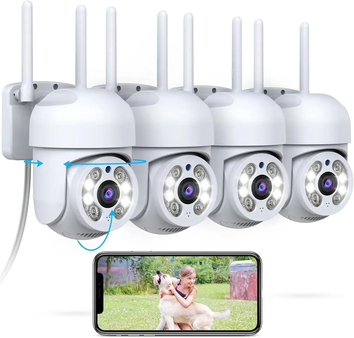 Telecamera di Sicurezza Wireless PT per Esterni, Dual Band 2.4G/5G, Audio Bidirezionale, Tracciamento Automatico, IP65