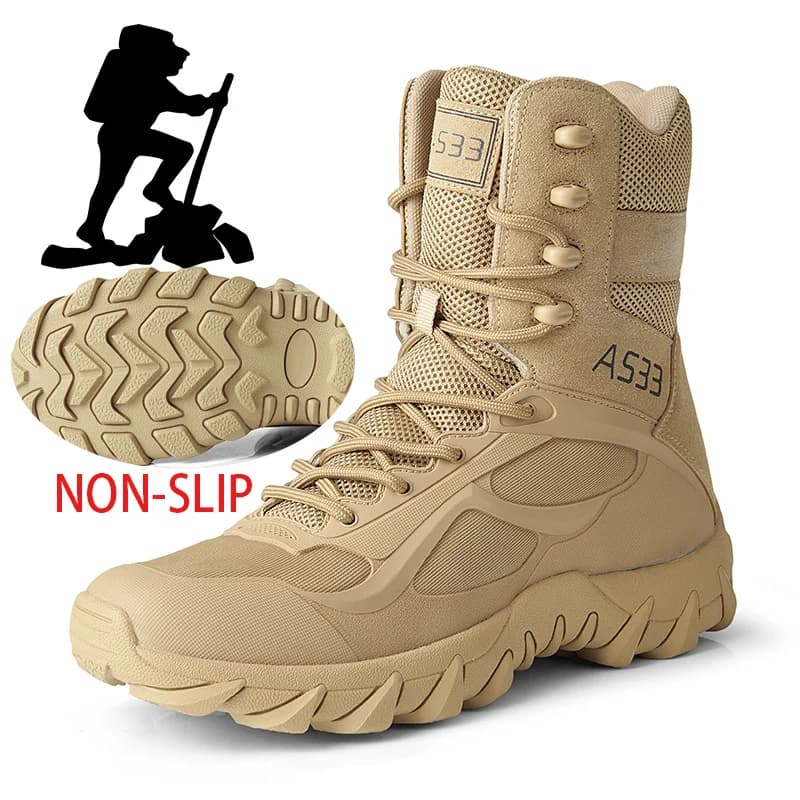 Stivali Tattici da Uomo in Offerta, Leggeri, Taglie Grandi, con Zip Laterale, in Mesh, Stile Militare USA, Resistenti per Escursionismo e Lavoro nel Deserto