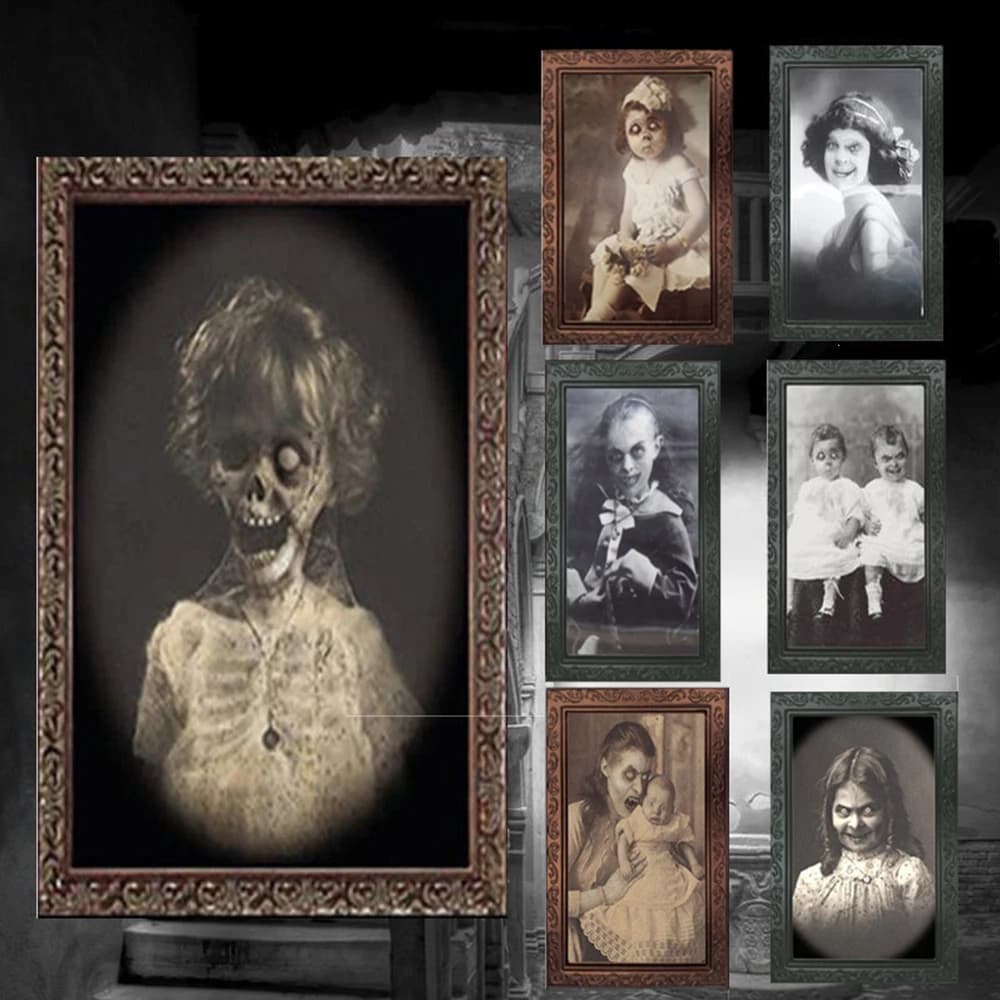 38*25CM intercambiabile 3D Ghost Face Photo Frame Horror Portrait Picture Halloween Party Horror Bar Haunted House Decoration puntelli