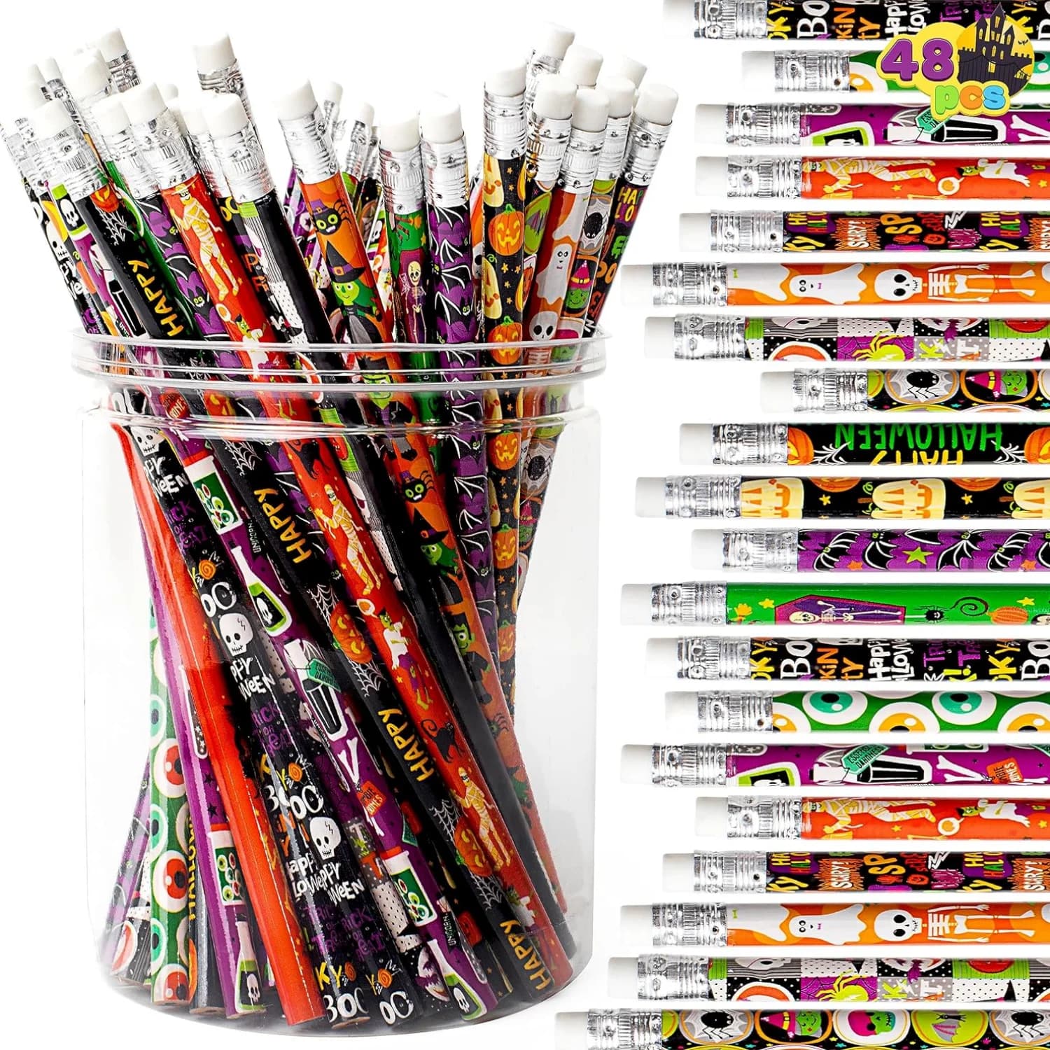Halloween Pencil Assortment with Eraser Creative Basswood Pencils Halloween Themed Stationery Pencils Party Favors Kids Gifts