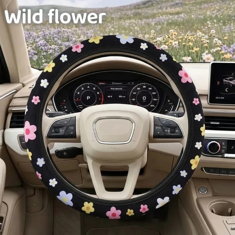 Coprivolante per auto con motivo floreale elastico, traspirante e resistente all'usura, adatto per berline, SUV, ecc.