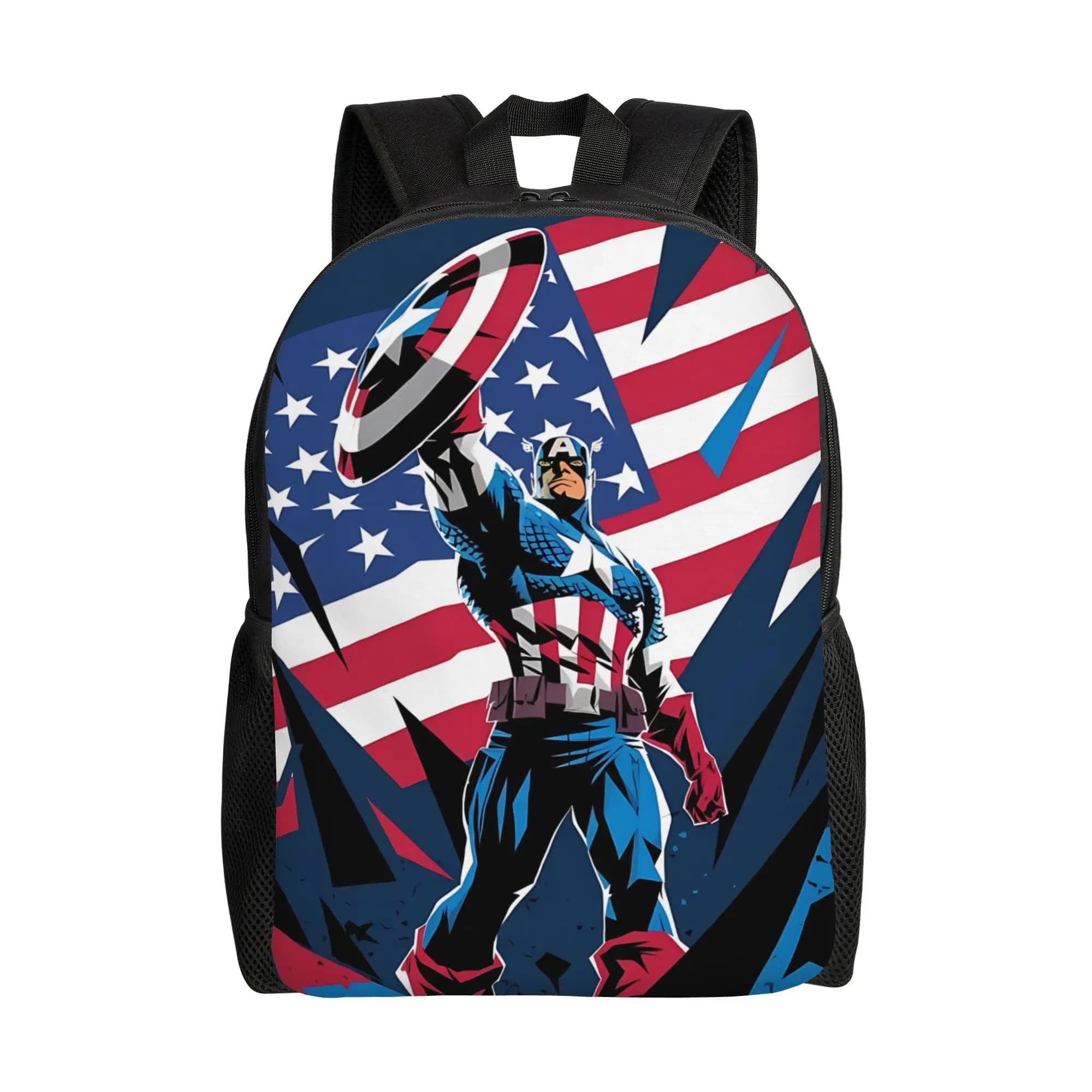 Zaino Captain America Rosso Bianco Blu, Nuovo Anno Scolastico, Borsa per Laptop, Viaggio, Compleanno, Nuovo Semestre