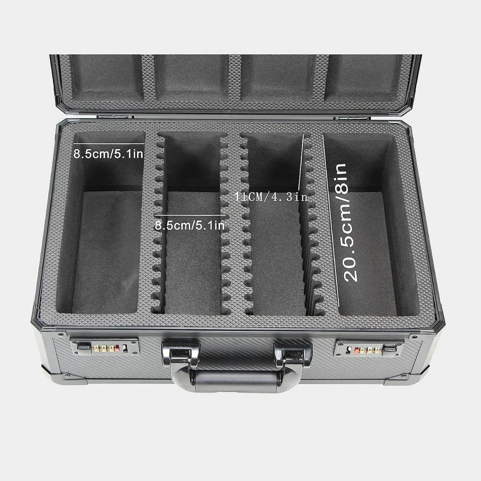 Trading Card Storage Box EVA Liner Protector with Lock 4 Slots Aluminum Alloy Double Layer Graded Card Organizer Carrier Case