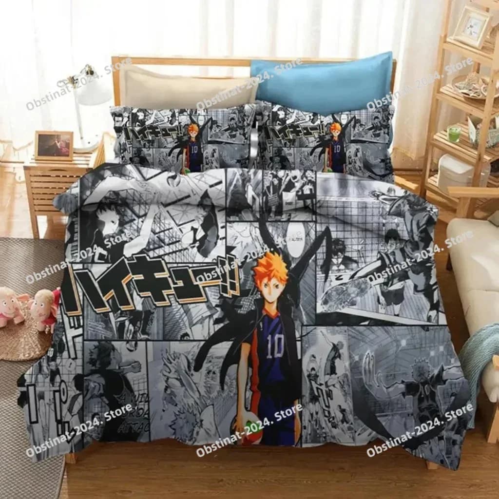 Anime Haikyuu Set biancheria da letto Copripiumino Completo Queen King Size Federa Letto Set stampato Aldult Camera da letto per bambini Singolo doppio Lenzuolo di lino