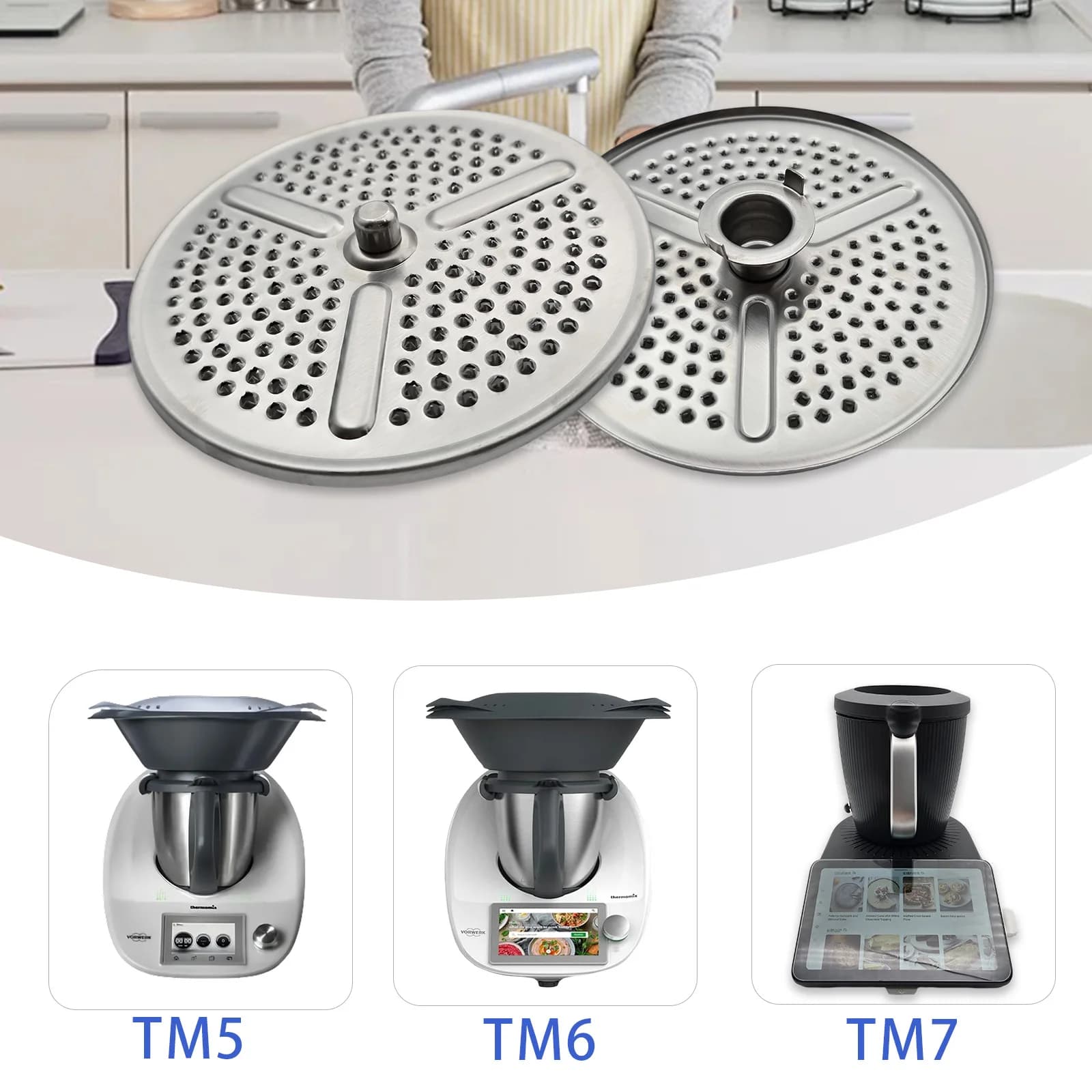 Coprilama in Acciaio Inox per Vorwerk Thermomix TM5 TM6 TM7, Pelapatate per Verdure e Patate, Ricambi da Cucina
