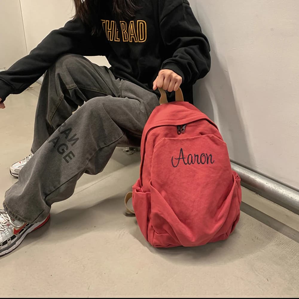 New Year Student gift Bag,Custom Fashionable Boys' Girls' Campus Bag,Personalized Embroidered First Letter Travel Backpack