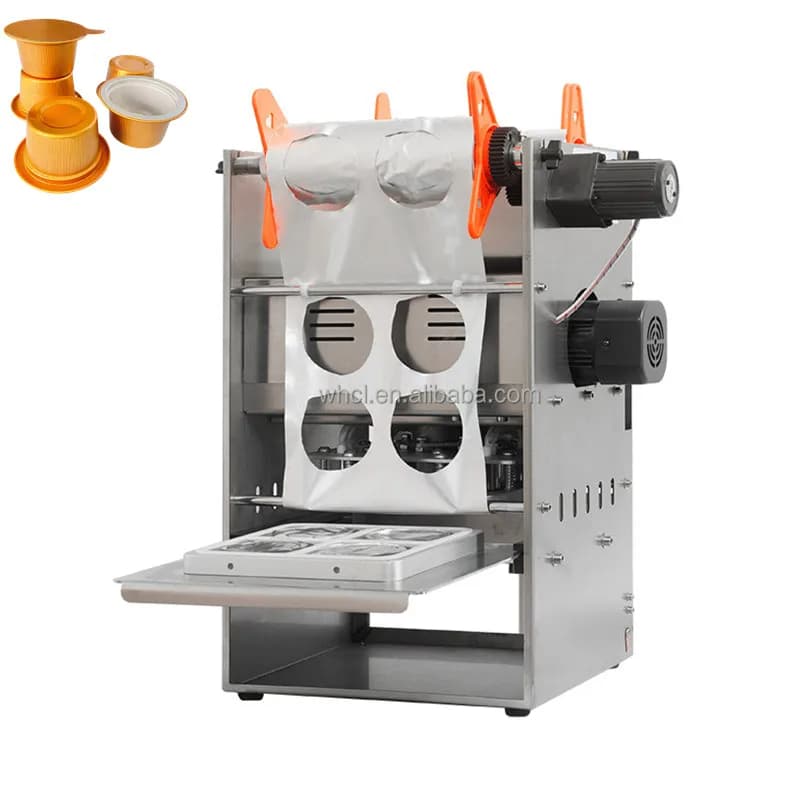 Sigillatrice automatica per tazze con ciotola a spinta e sigillatura in foglio di alluminio Macchina per sigillare l'imballaggio dei vassoi per scatole da pranzo in plastica con pellicola in PET PP