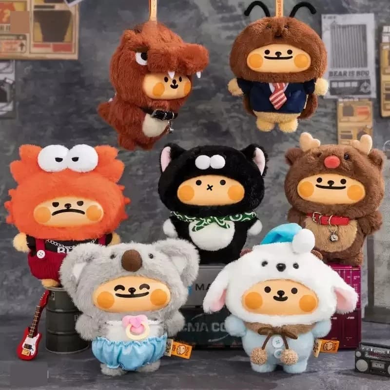 TOWANT Blind Box Ciondolo Peluche Serie Insetti Astratti Gatto Nero Bambola Morbida in Vinile Giocattolo Decorazione Casa Regalo per Collezionisti Adulti