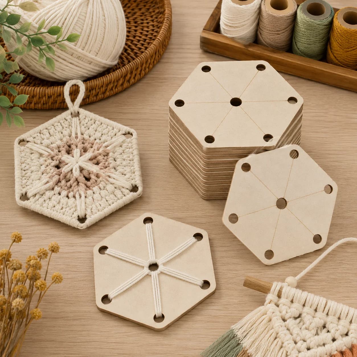 24pcs Wood Loom Cards 7 Holes Weaving Card Tablet Handcrafts Easy And Quick Knitting Machine Replacement Parts For Diy Projects