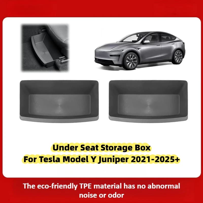 Scatola portaoggetti anteriore sotto il sedile per Tesla Model Y Juniper 2021-2025+ Contenitori organizer TPE impermeabili Scatola vassoio della spazzatura Accessori auto