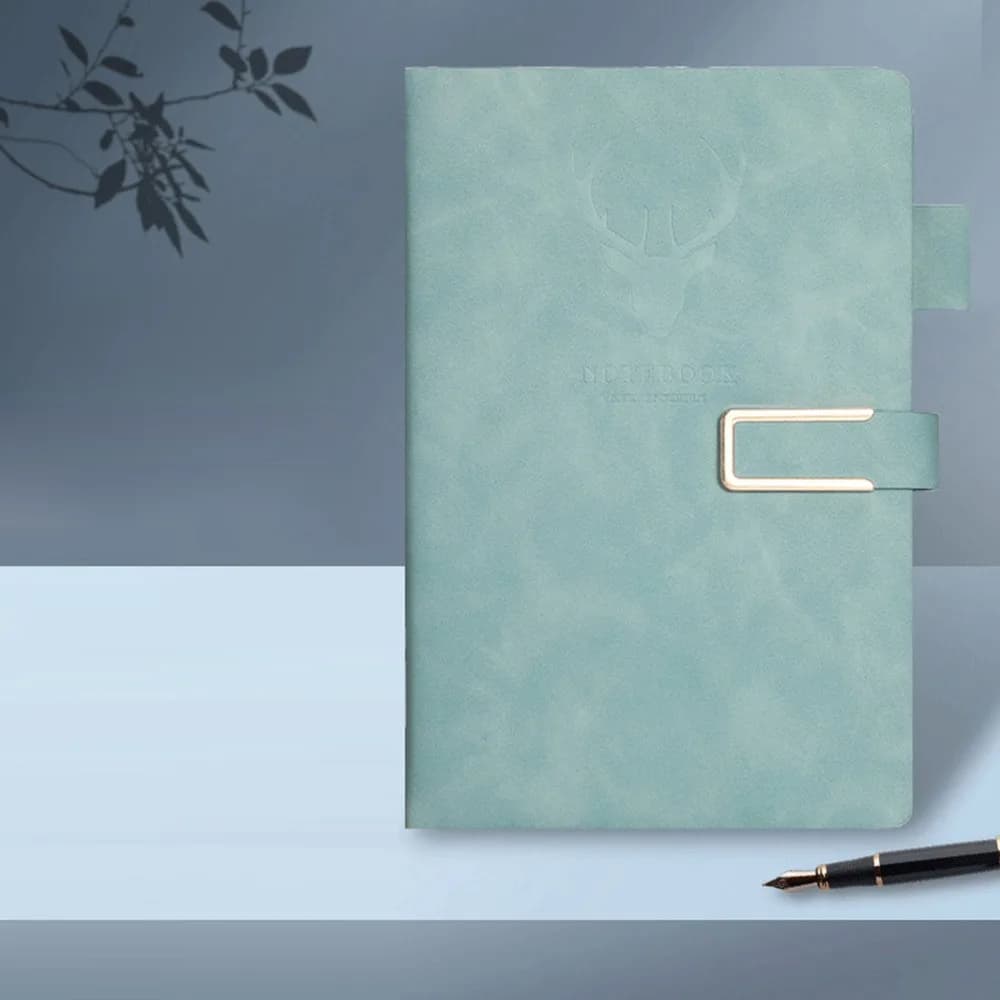 New PU Leather Magnetic Buckle Notebook Pen Holder Deer Pattern Lined Journal Magnetic Buckle Writing Diary