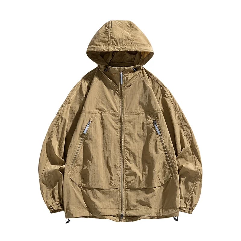 Windproof jacket with UPF 100 Hood for Men - Ultra Lightweight Summer Jacket with Zip Pockets and Elastic Cuffs, Ideal for Open Excursions
