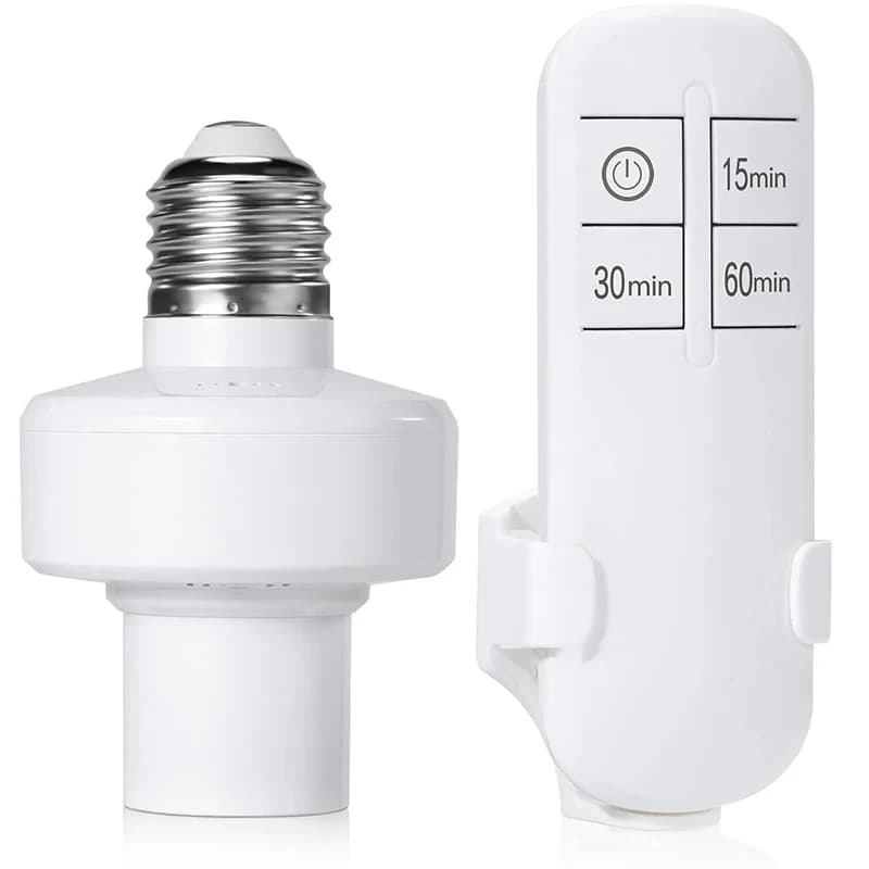 Set Portalampada E27 con Telecomando Wireless, Portata 15M, Interruttore On/Off per Lampadine Smart WiFi E27