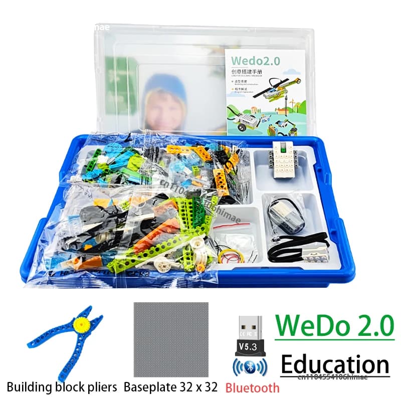 NUOVA Versione Aggiornata WeDo 2.0 con Piastra Base, Pinze per Blocchi da Costruzione, Parti Educative Fai-da-Te per 45300 Scratch 3.0, Regalo per Bambini
