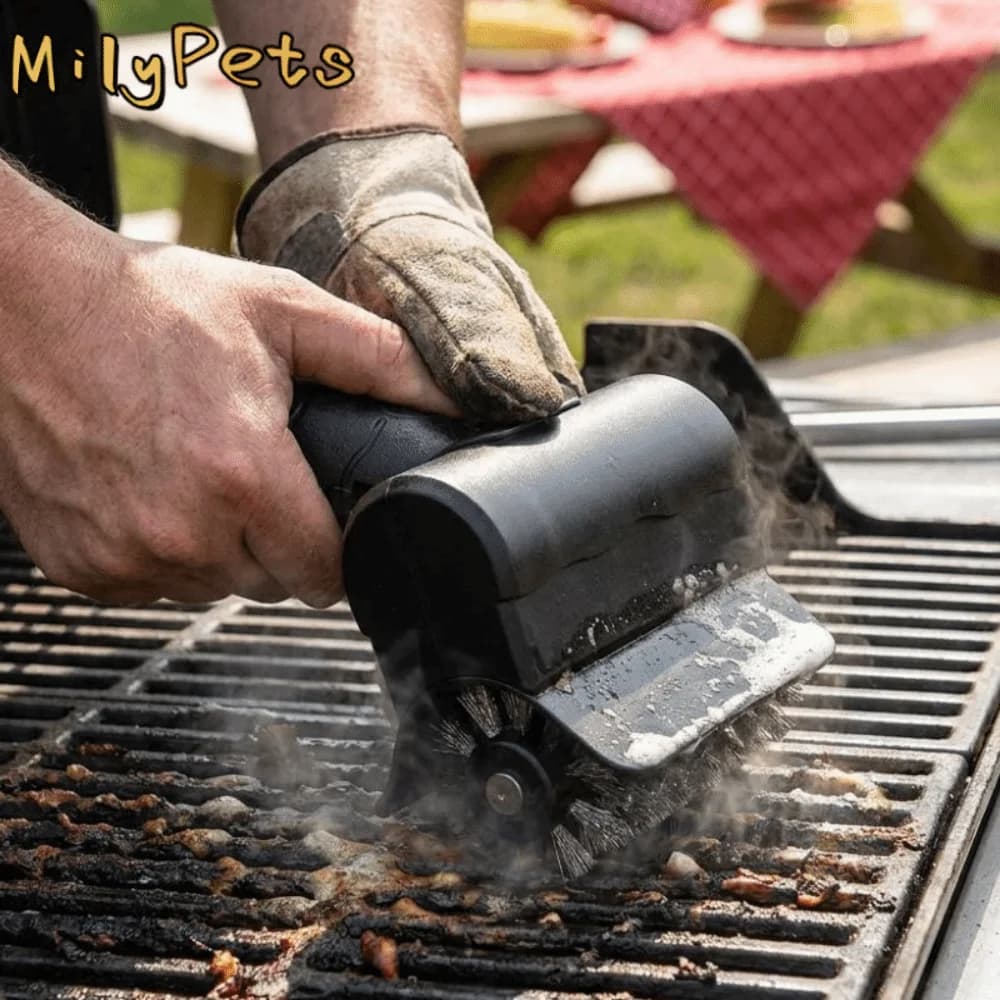 Stainless Steel Electric BBQ Cleaning Brush Removable Head Steel Wire Bristles Roller BBQ Grill Brush Wireless Rechargeable