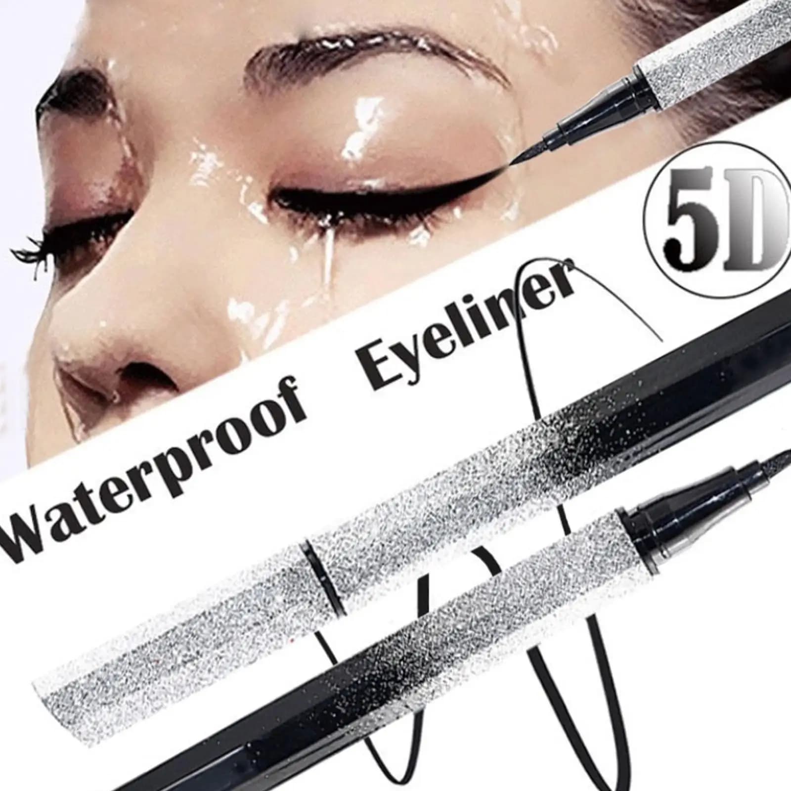 Women's Black Liquid Eyeliner Long Life Waterproof Eyeliner Pen for Quick Drying Smooth Eyeliner Cosmetics