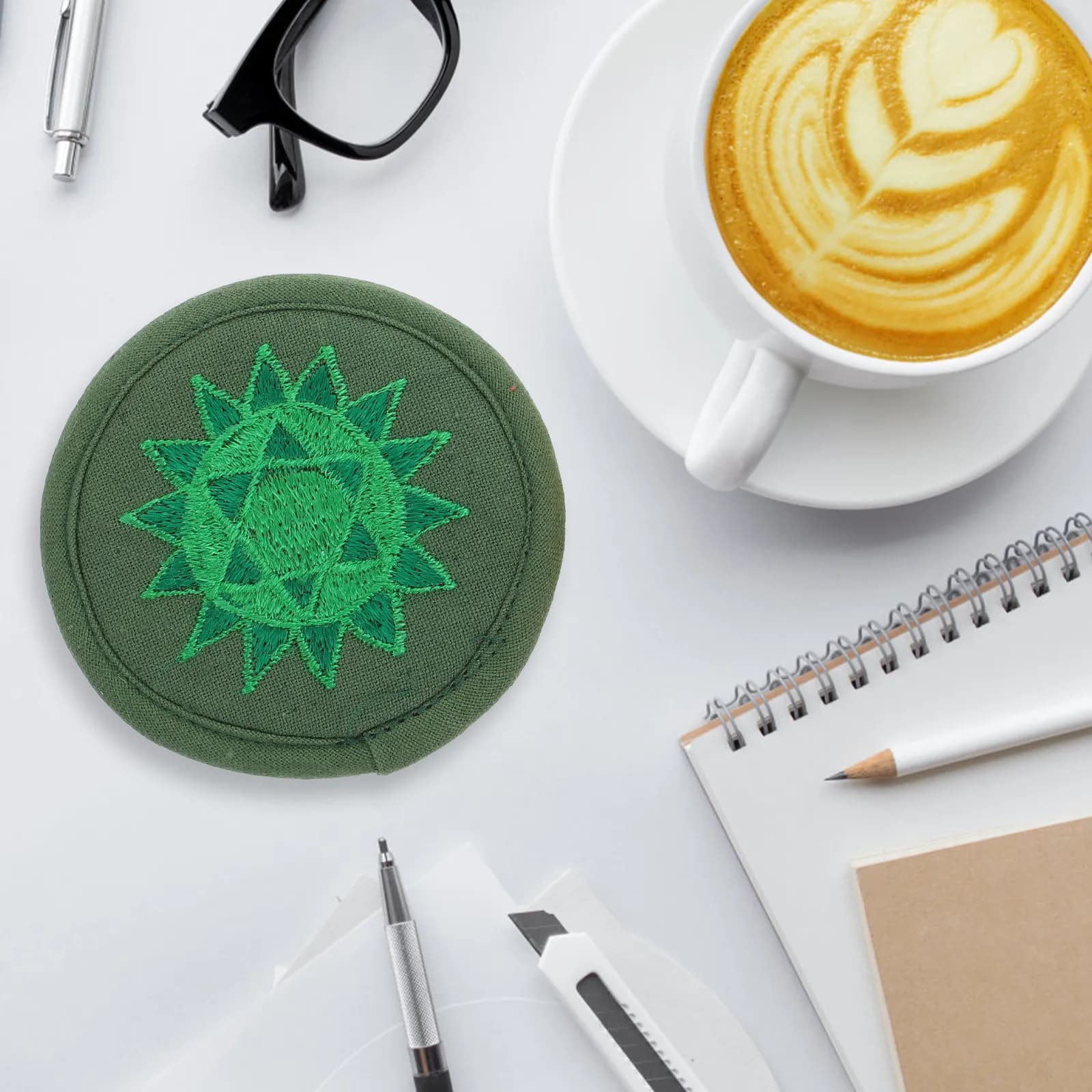 Religious Singing Bowl Pad Delicate Buddhist Sound Bowl Mat Embroidery Craft Rounded Cushion for Meditation Practice Lightweight