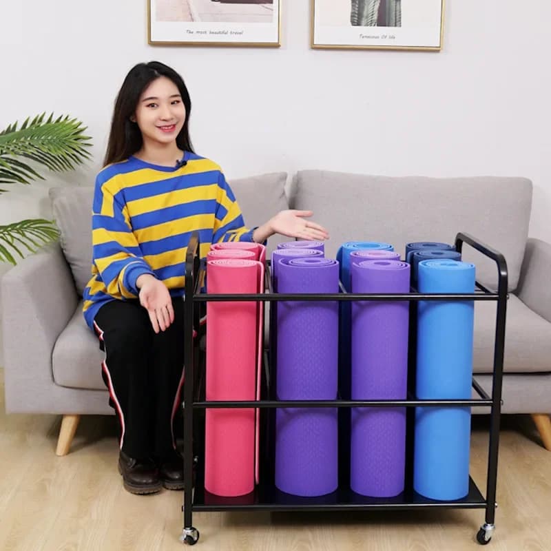 Yoga mat storage rack, foam roller organizer, yoga room equipmentrack, yoga blanket, spiked club, multi-layer cabinet
