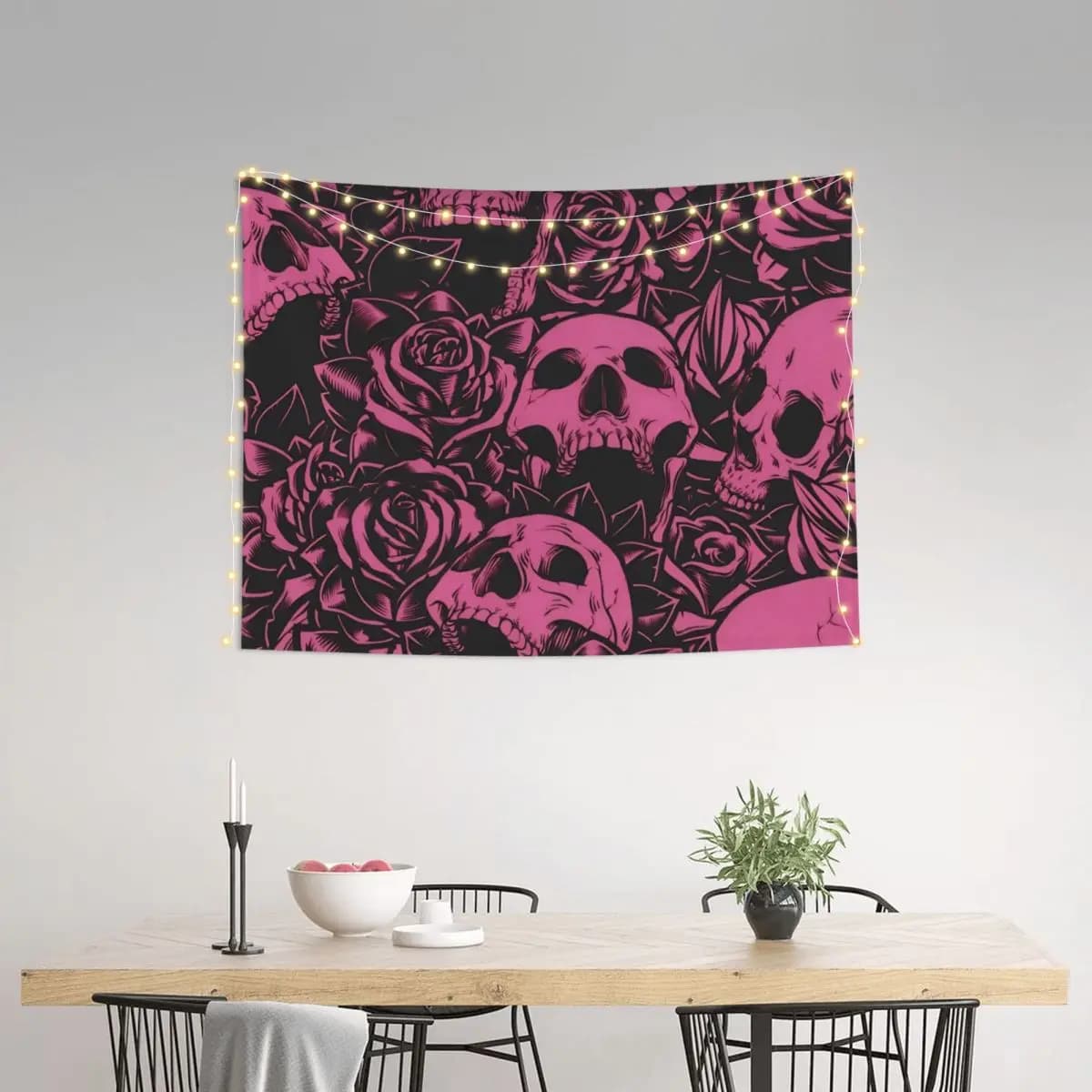 Gothic Foral Skull Tapestry Wall Hanging Hippie Polyester Tapestries Halloween Fantasy Throw Rug Blanket Room Decor Yoga Mat