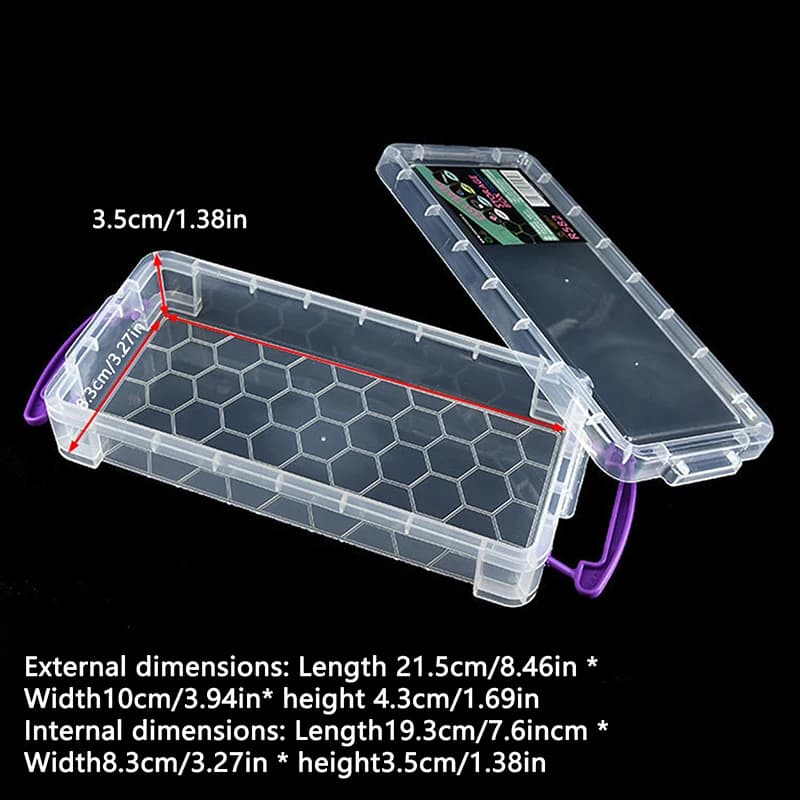 Astuccio per matite trasparente in plastica 1PC, scatola semplice con doppia fibbia di grande capacità, scatola per schizzi d'arte per cancelleria scolastica