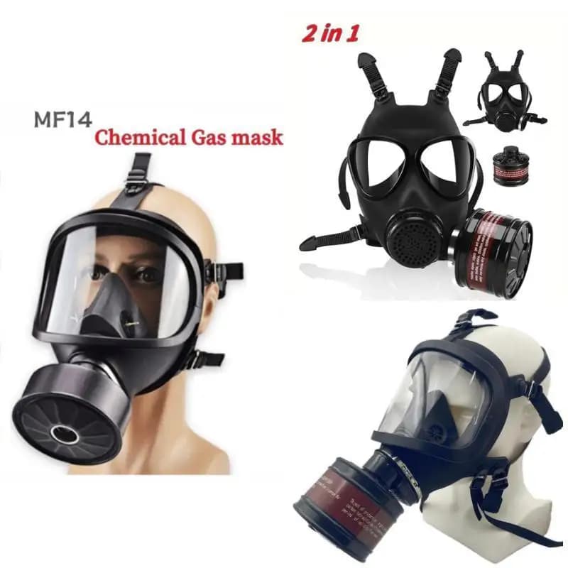 MF14/87 Type Gas Mask,Full Face Gas Mask Chemical Respirator Filter Self-Priming Mask Nuclear Contamination Protection