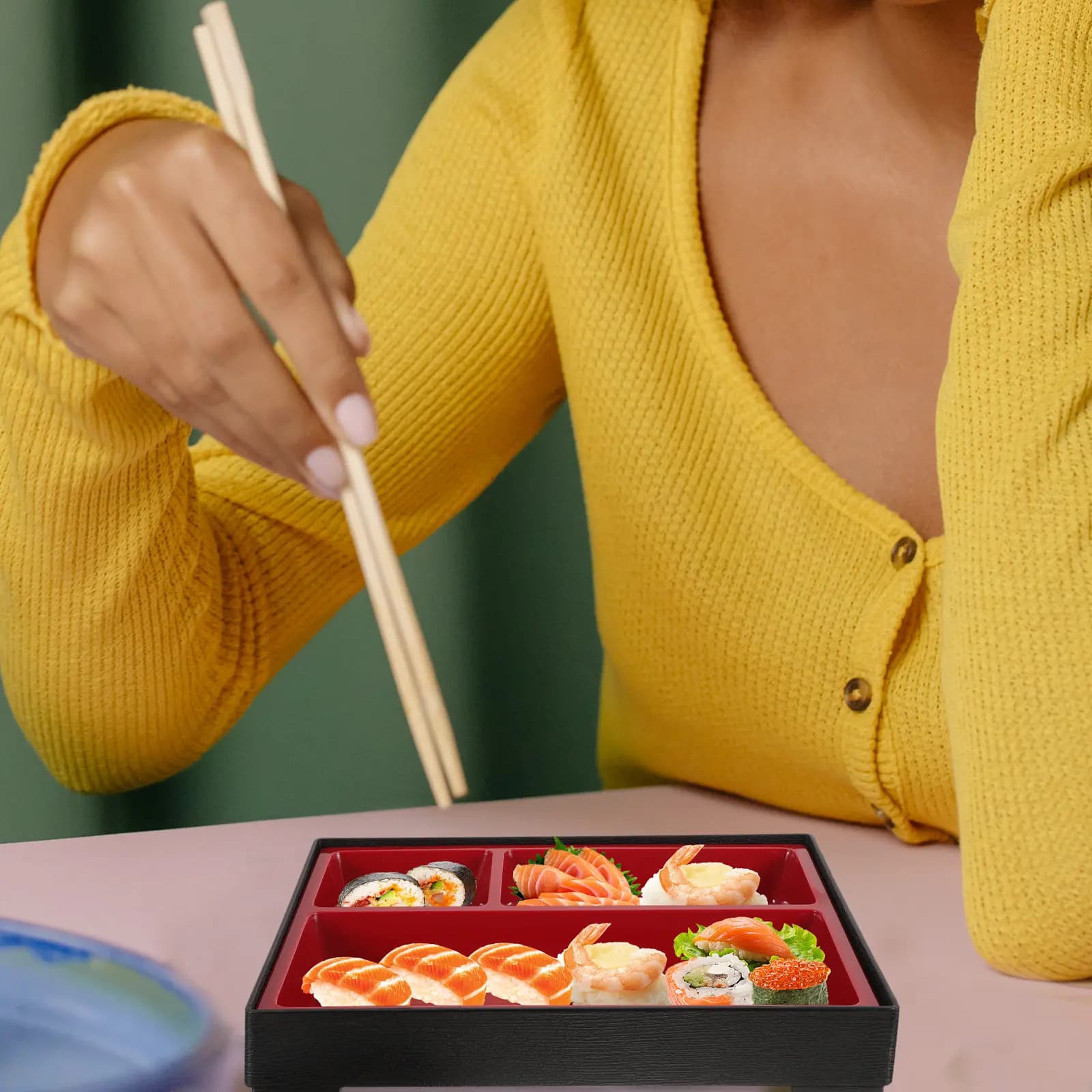 Portable Bento Snack Box Japanese Food Container with Dividers Reusable Lunch Box for Office Outdoor Picnic Bento Boxes Adult