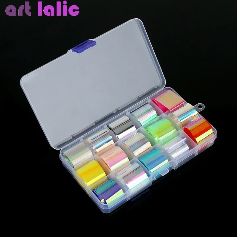 15pcs Starry Sky Laser Nail Foils Colorful Shimmer Rainbow Effect DIY Nail Art Manicure Decoration Foils