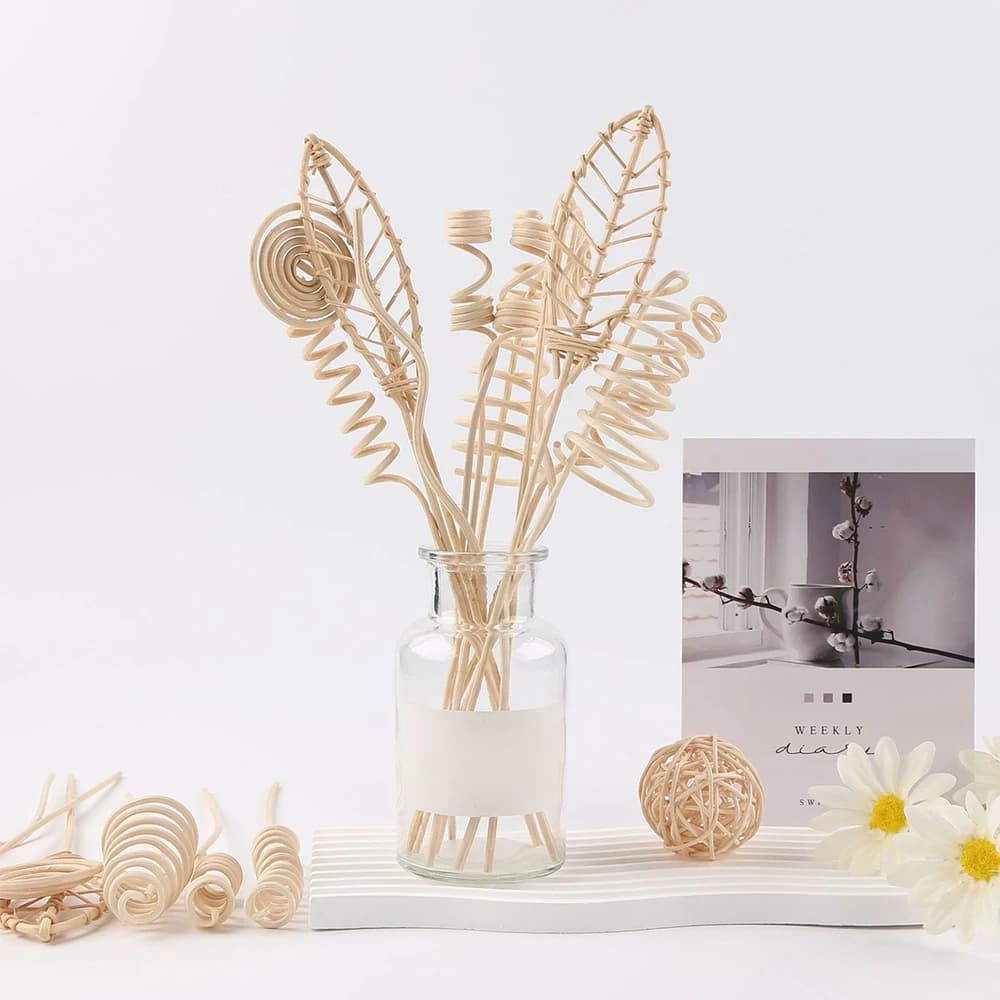 12 Pcs Reed Diffuser Sticks Essential Oil Sticks Natural Rattan Flower Reed Fragrance Diffusers Set Natural Rattan Wood Reeds
