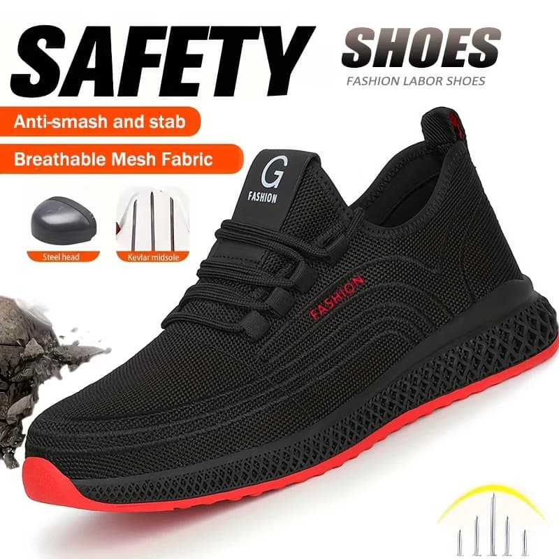 Stivali da Miniera Antiurto e Antiforatura Indistruttibili, Scarpe Antinfortunistiche con Punta in Acciaio, Suola in Gomma per Uomo