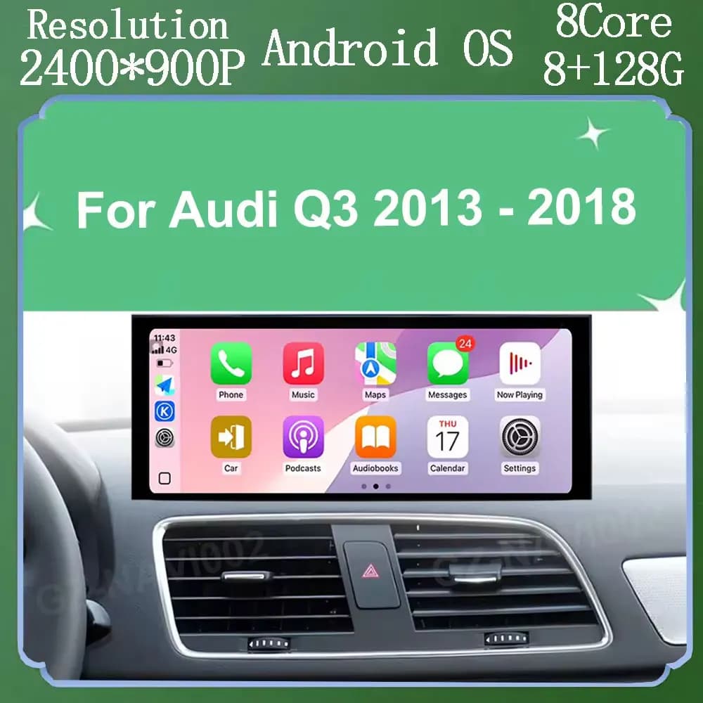Wireless Carplay Android 15 Per Audi Q3 2013 - 2018 Navigazione GPS Video per auto Multimediale WiFi Bluetooth DSP Stereo Strumento automatico SWC