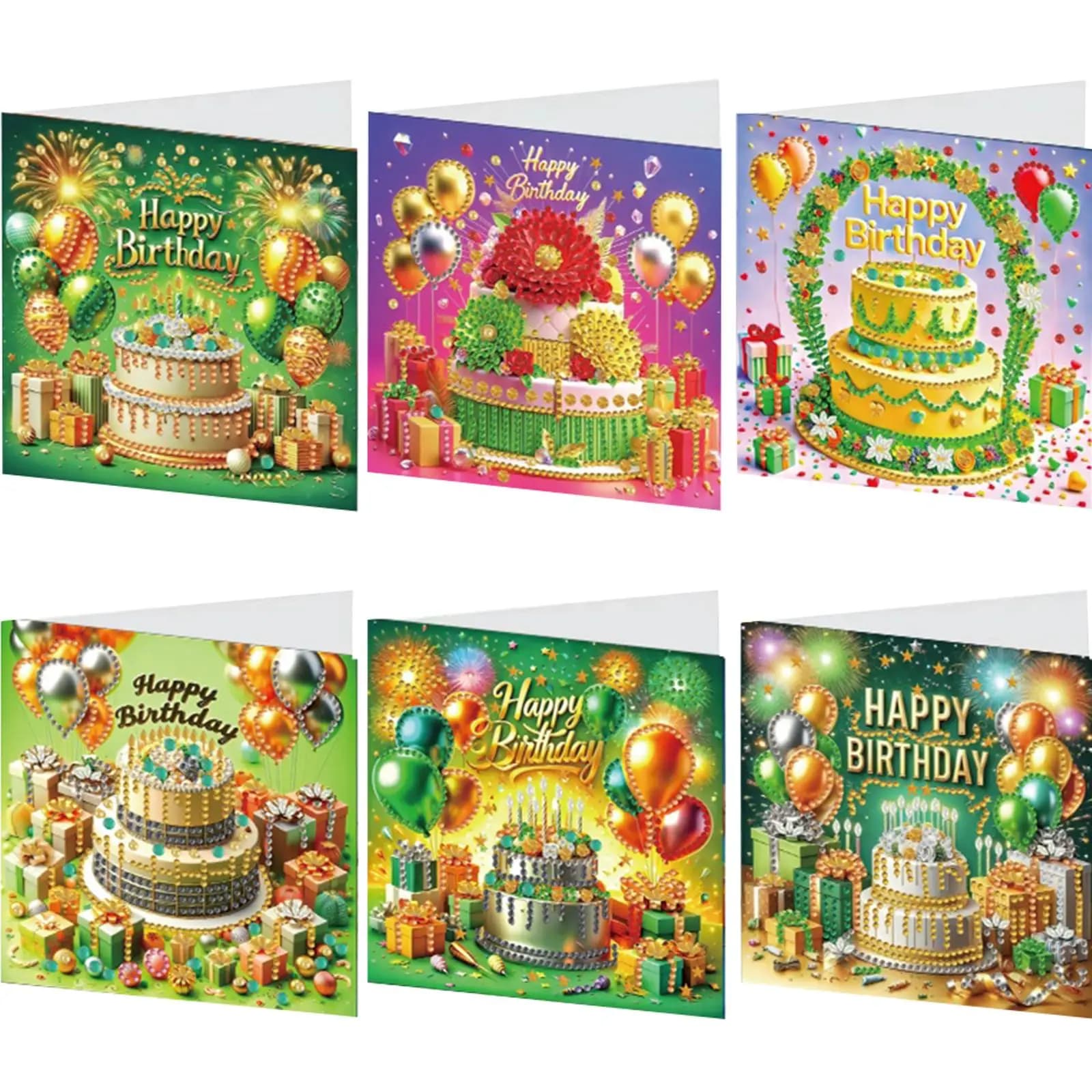 6 Pezzi Biglietti d'Auguri Fai-da-Te con Pittura Diamante per Regali di Compleanno per Adulti