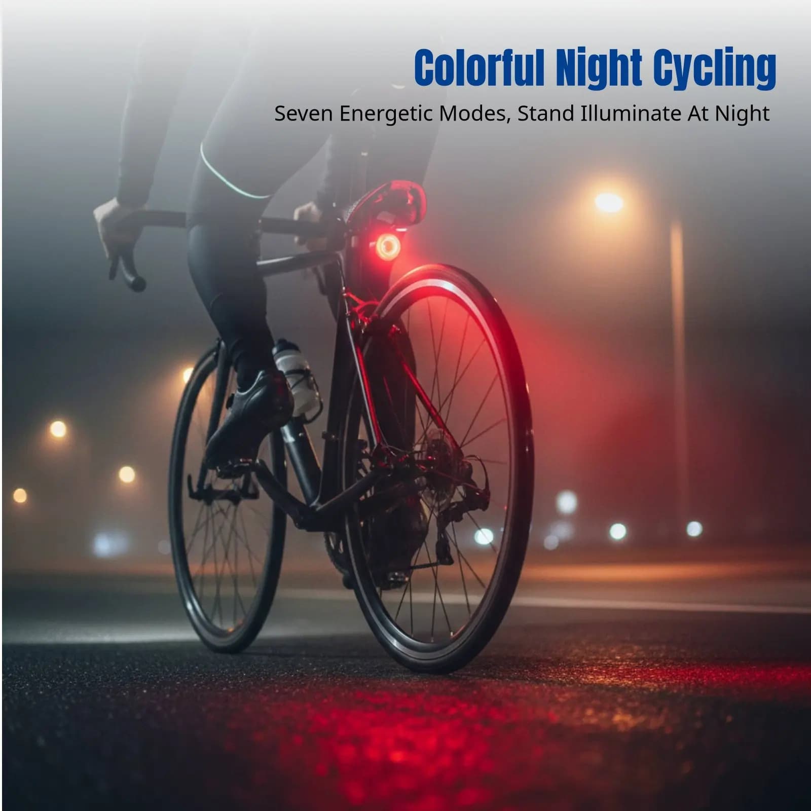 Accessorio LED COB Curvo per Bicicletta con Sensore Intelligente di Frenata, Illuminazione Notturna Colorata