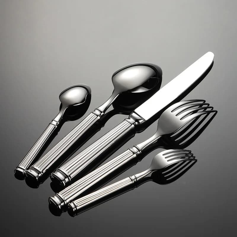 Set di Posate in Acciaio Inossidabile 304 con Manico Romano, Decorazione per Tavoli da Matrimonio, Coltello Forchetta Cucchiaio, Utensili da Cucina Moderni, Set Completo di Stoviglie
