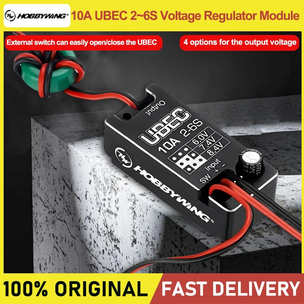 Hobbywing 10A UBEC 2-6S Voltage Regulator Fully Waterproof Adjustable 6V 7.4V 8.4V Power Module RC Car FPV Drone Accessories