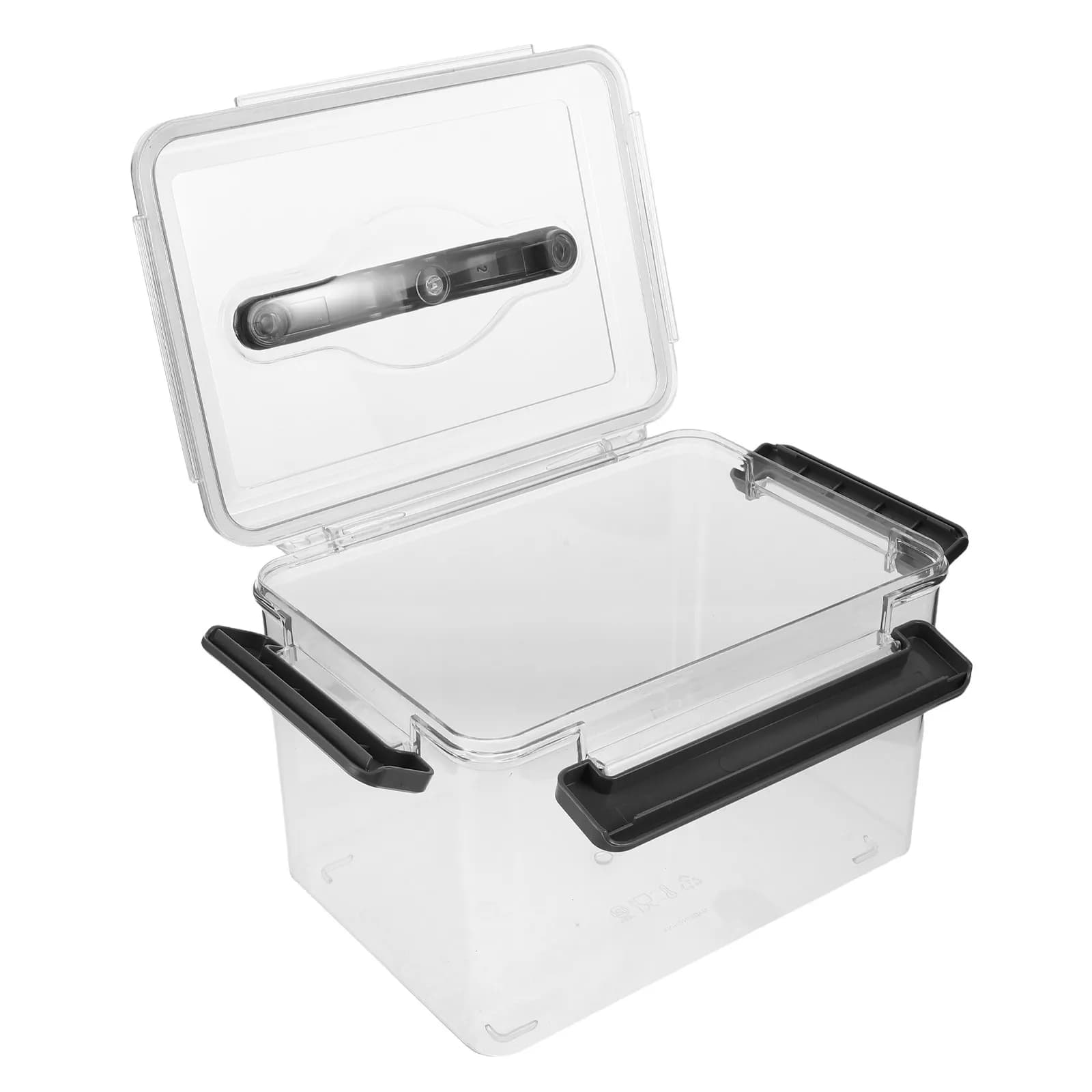 Camera Lens Organizer Transparent Plastic Storage Box Lid Handle 11.4x7.5x6.9 Inch High Density Cushioning Portable Camera