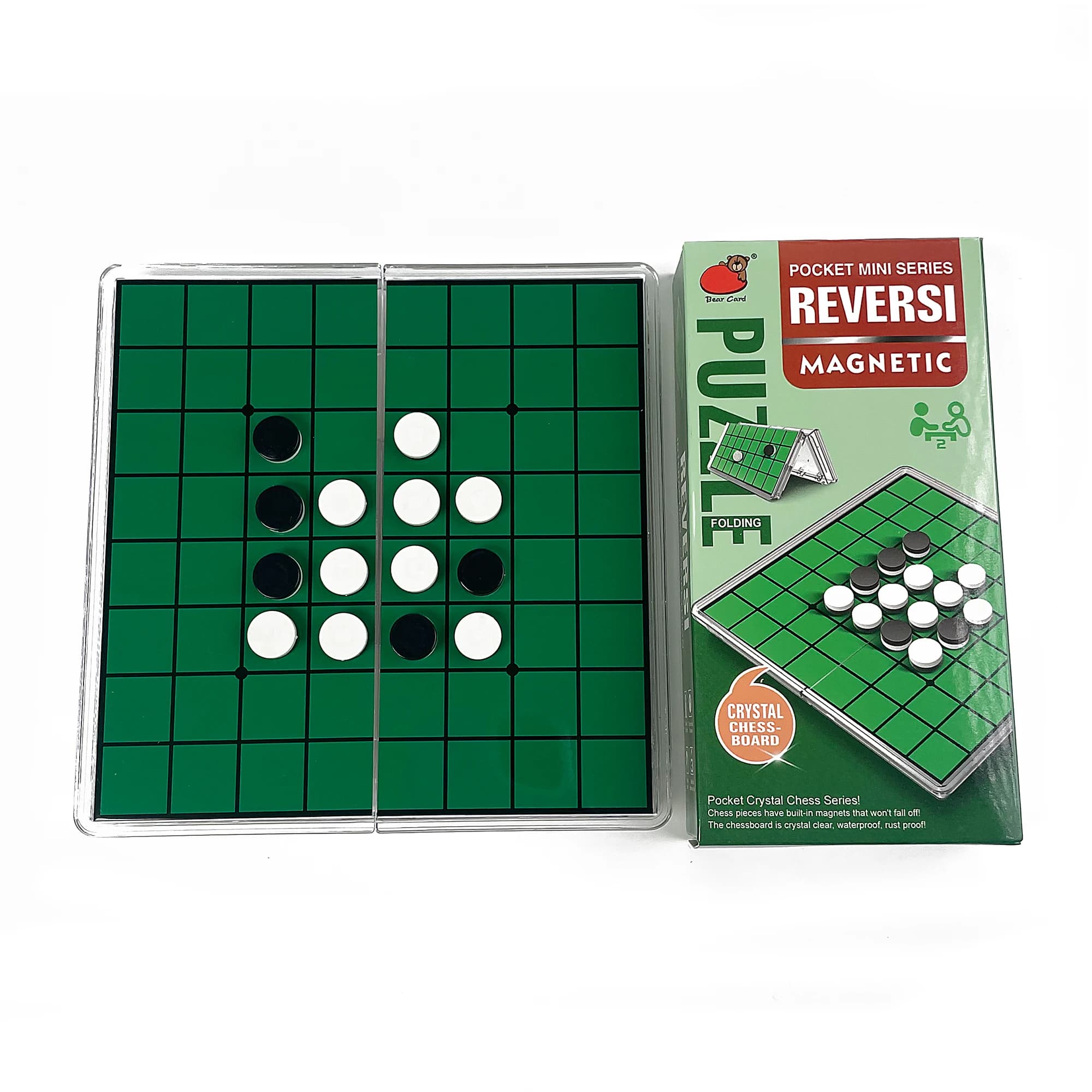 Gioco da Tavolo Reversi Magnetico Pieghevole in Cristallo, Scacchiera Trasparente in Plastica, Set da Gioco Portatile per Viaggi e Attività all'Aperto