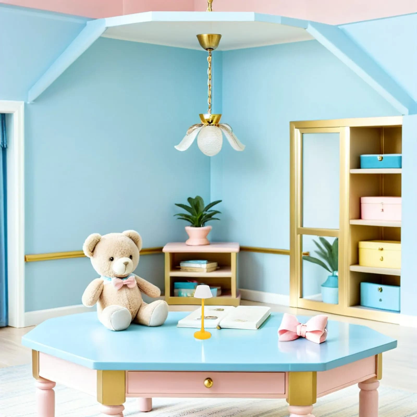 Mini Lampada da Terra per Casa delle Bambole, Luce Arancione Realistica in Miniatura per Illuminazione e Decorazione