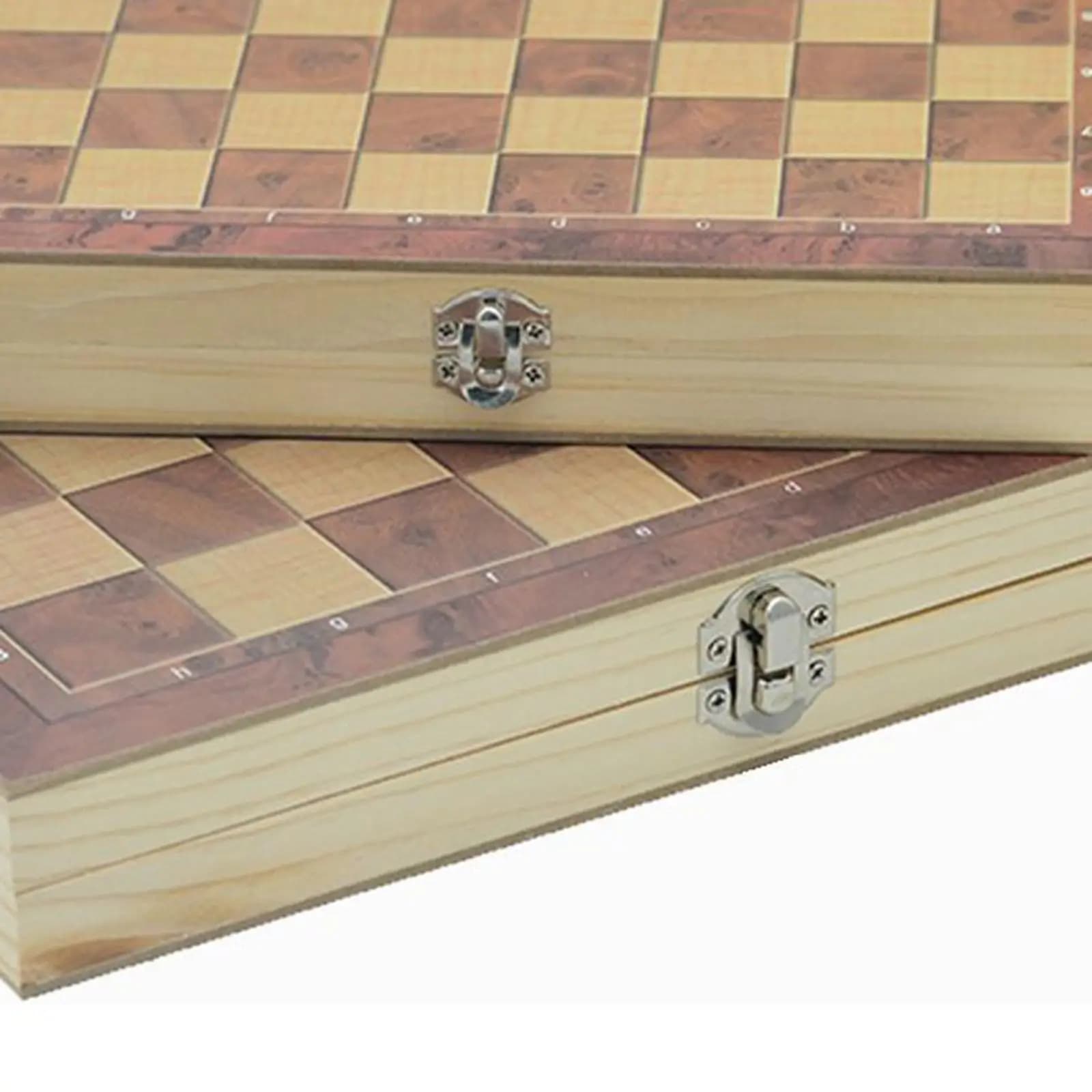 3 in 1 Portable Wooden Chess Checker Backgammon Board Folding Game Set with Pieces for Game Night